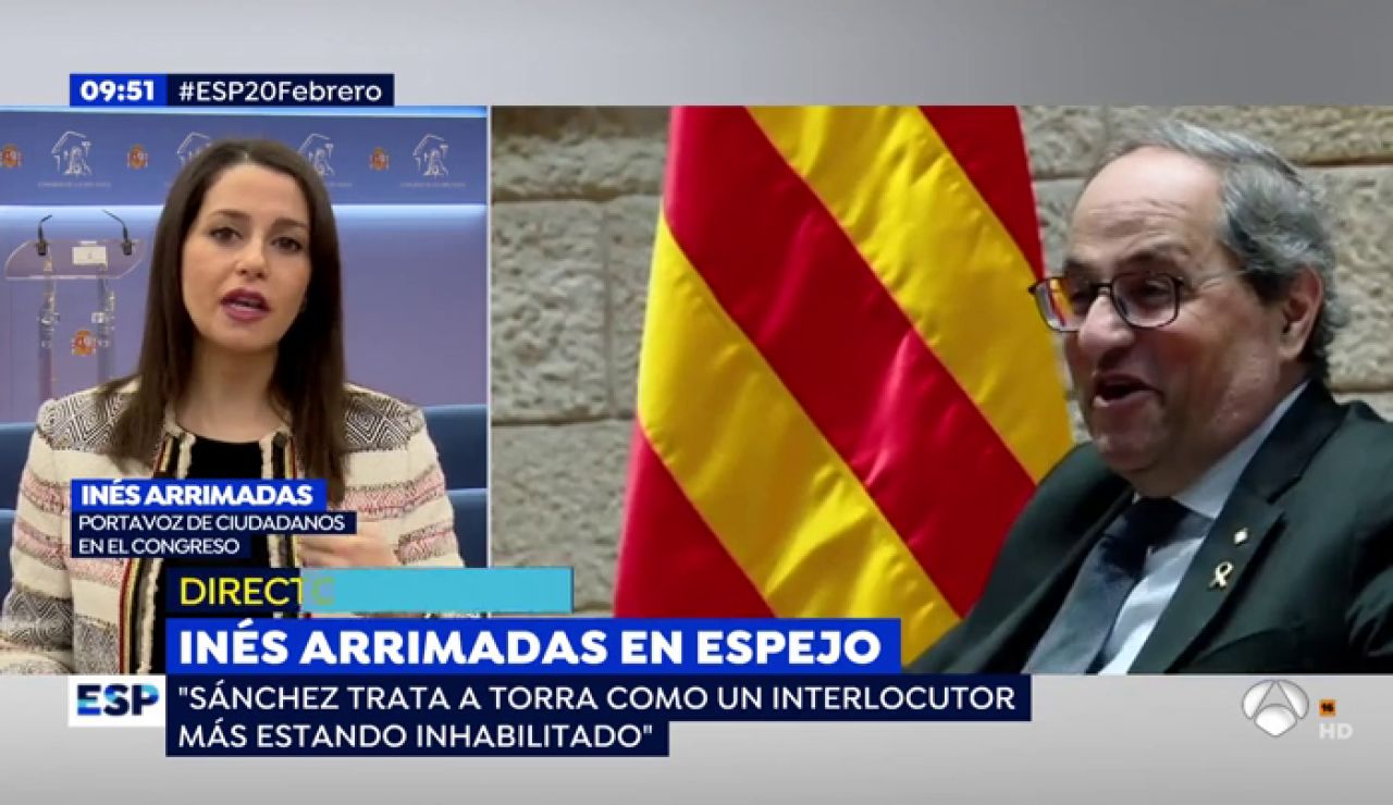 Inés Arrimadas, sobre el rechazo de Torra a reunirse el 24 de febrero: "Sánchez está arrodillado a Torra, es indignante y una humillación" Inés Arrimadas, sobre el rechazo de Torra a reunirse el 24 de febrero: "Sánchez está arrodillado a Torra, es indignante y una humillación"