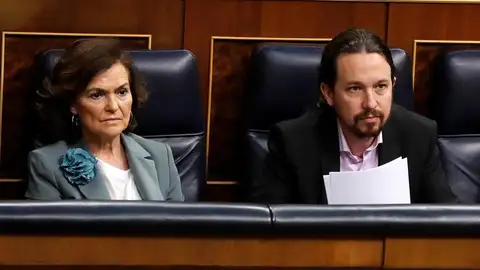 Los vicepresidentes del Gobierno, Carmen Calvo y Pablo Iglesias Los vicepresidentes del Gobierno, Carmen Calvo y Pablo Iglesias