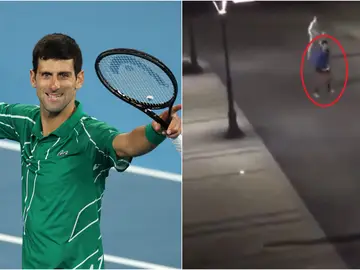 Djokovic jugando con unos chavales en Belgrado Djokovic jugando con unos chavales en Belgrado