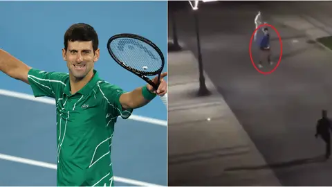 Djokovic jugando con unos chavales en Belgrado Djokovic jugando con unos chavales en Belgrado