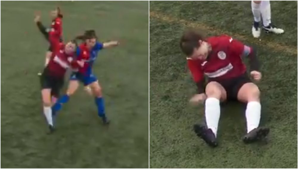 Una jugadora se disloca la rodilla y se la coloca a golpes