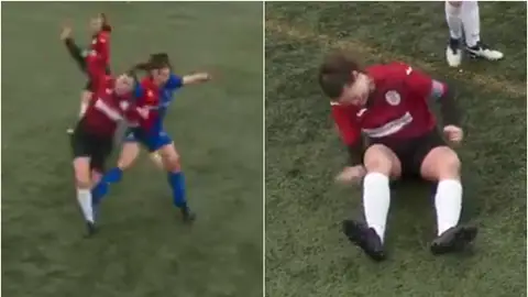 Una jugadora se disloca la rodilla y se la coloca a golpes Fútbol