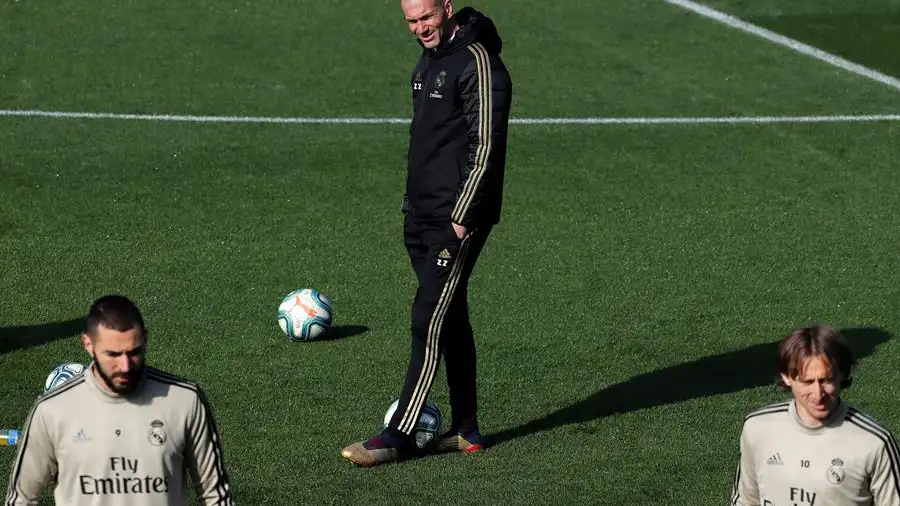 Zidane, en Valdebebas, en un entrenamiento del Real Madrid. 