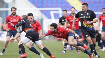 Lance del juego en el partido del Seis Naciones B entre España y Rumania
