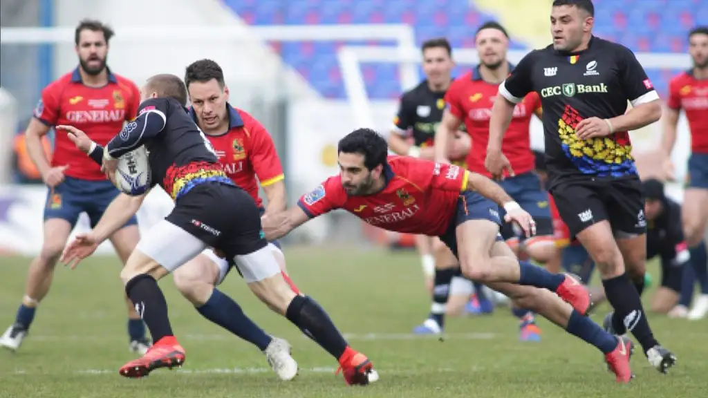 Lance del juego en el partido del Seis Naciones B entre España y Rumania Lance del juego en el partido del Seis Naciones B entre España y Rumania