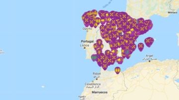 Mapa de las manifestaciones en el Día Mundial de la Mujer en España 
