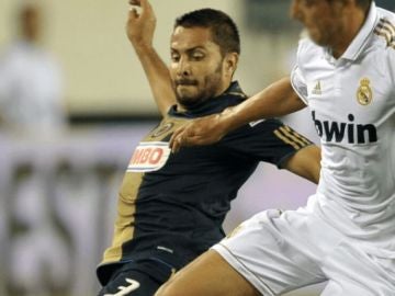 Juan Diego González, durante un partido ante el Real Madrid