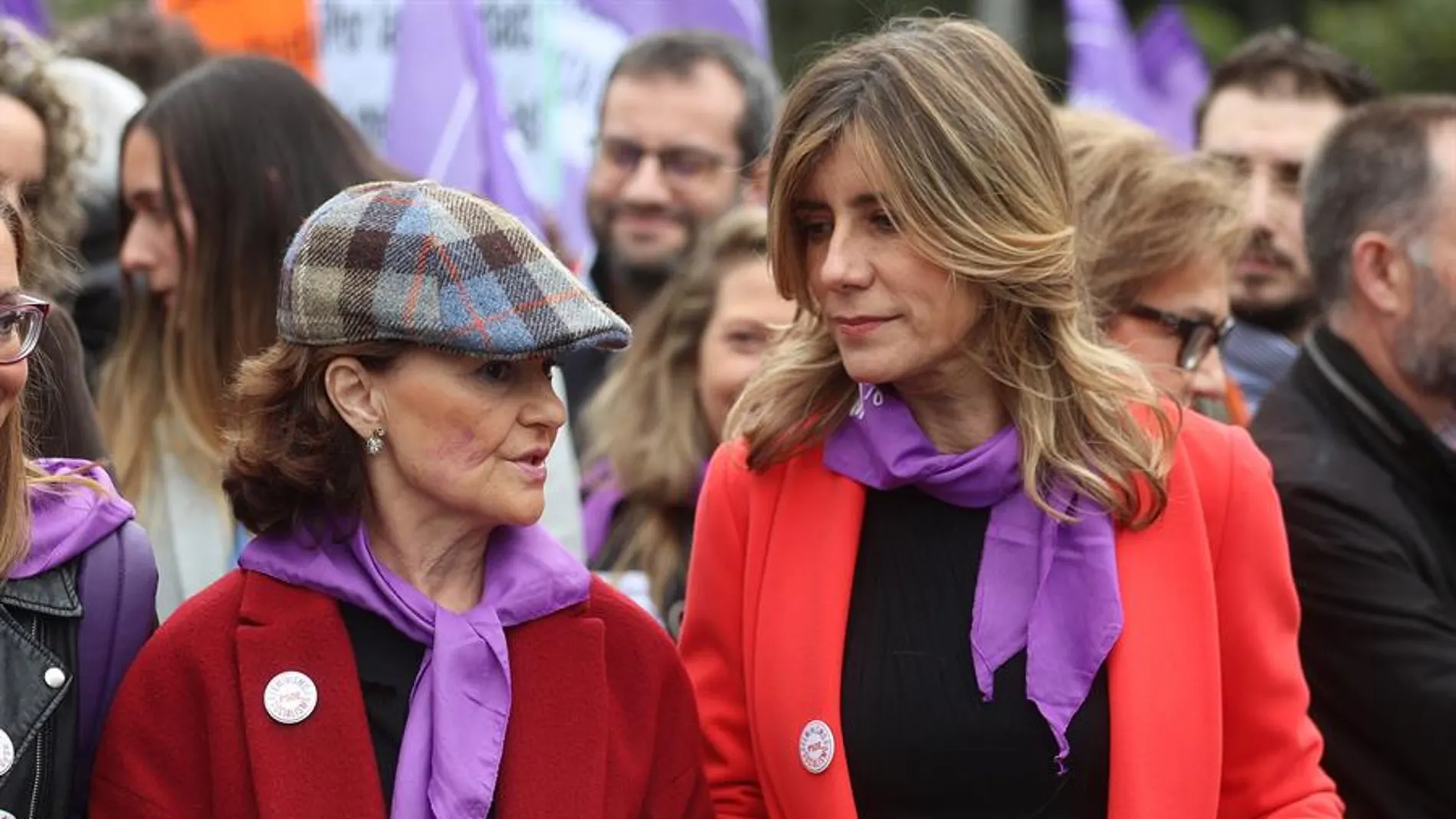 Carmen Calvo y Begoña Gómez en la marcha del 8M Carmen Calvo y Begoña Gómez en la marcha del 8M