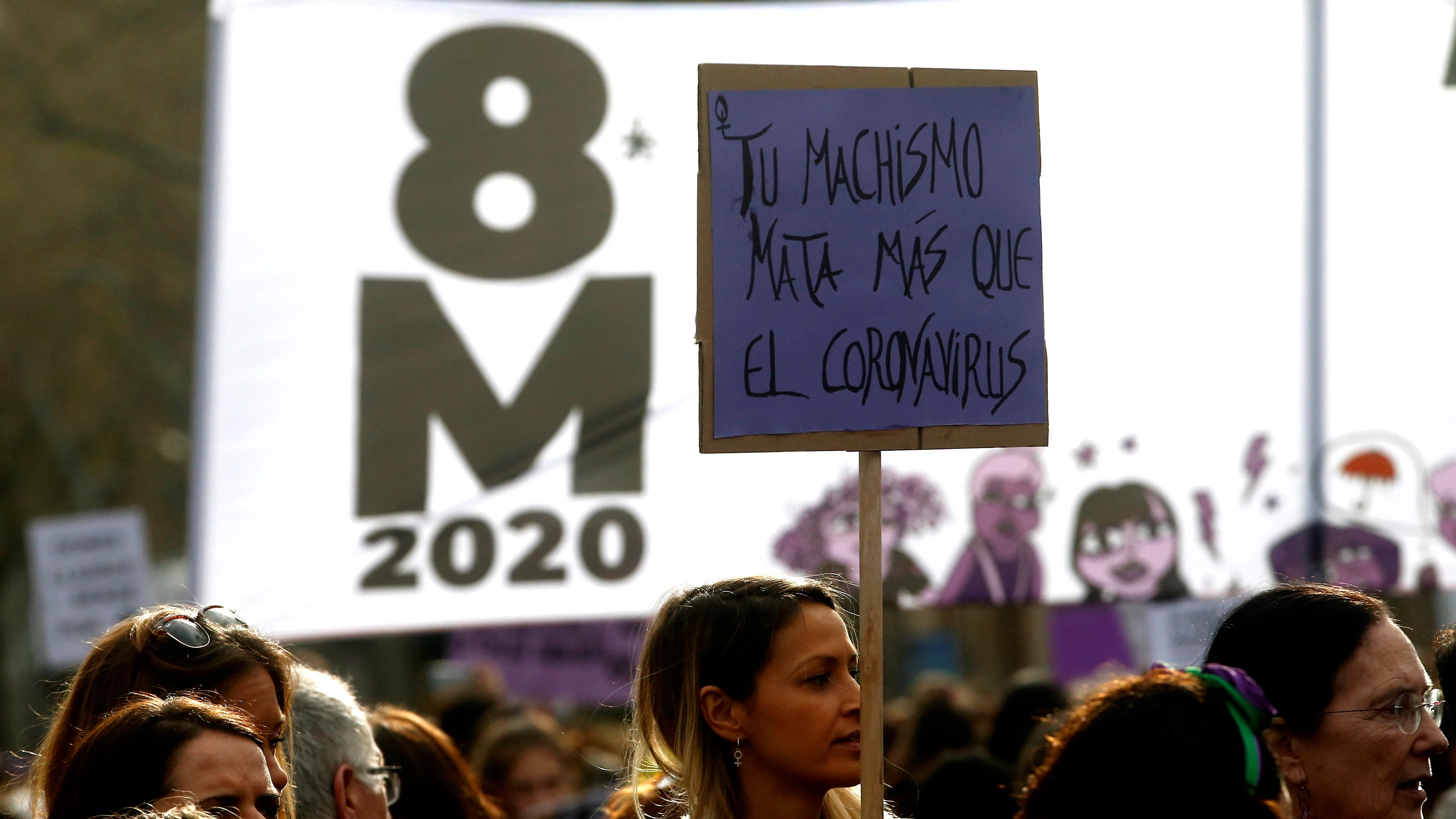 Pancarta manifestaci&oacute;n del 8-M en Barcelona