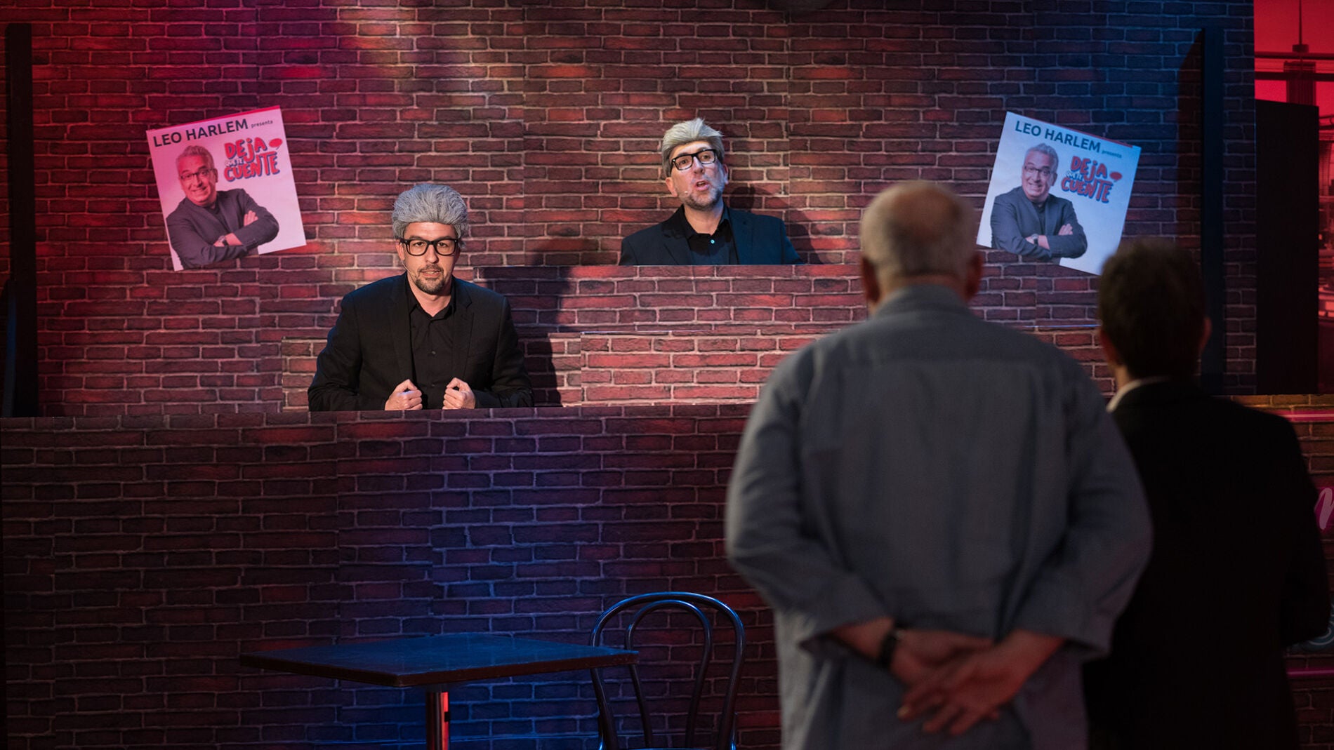 Leo Harlem se enfrenta a sus dobles en el local de mon&oacute;logos 'Harlem brothers' de 'El Hormiguero 3.0'