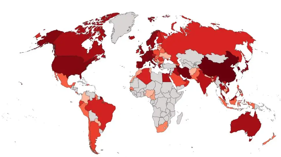 Mapa de contagios con coronavirus