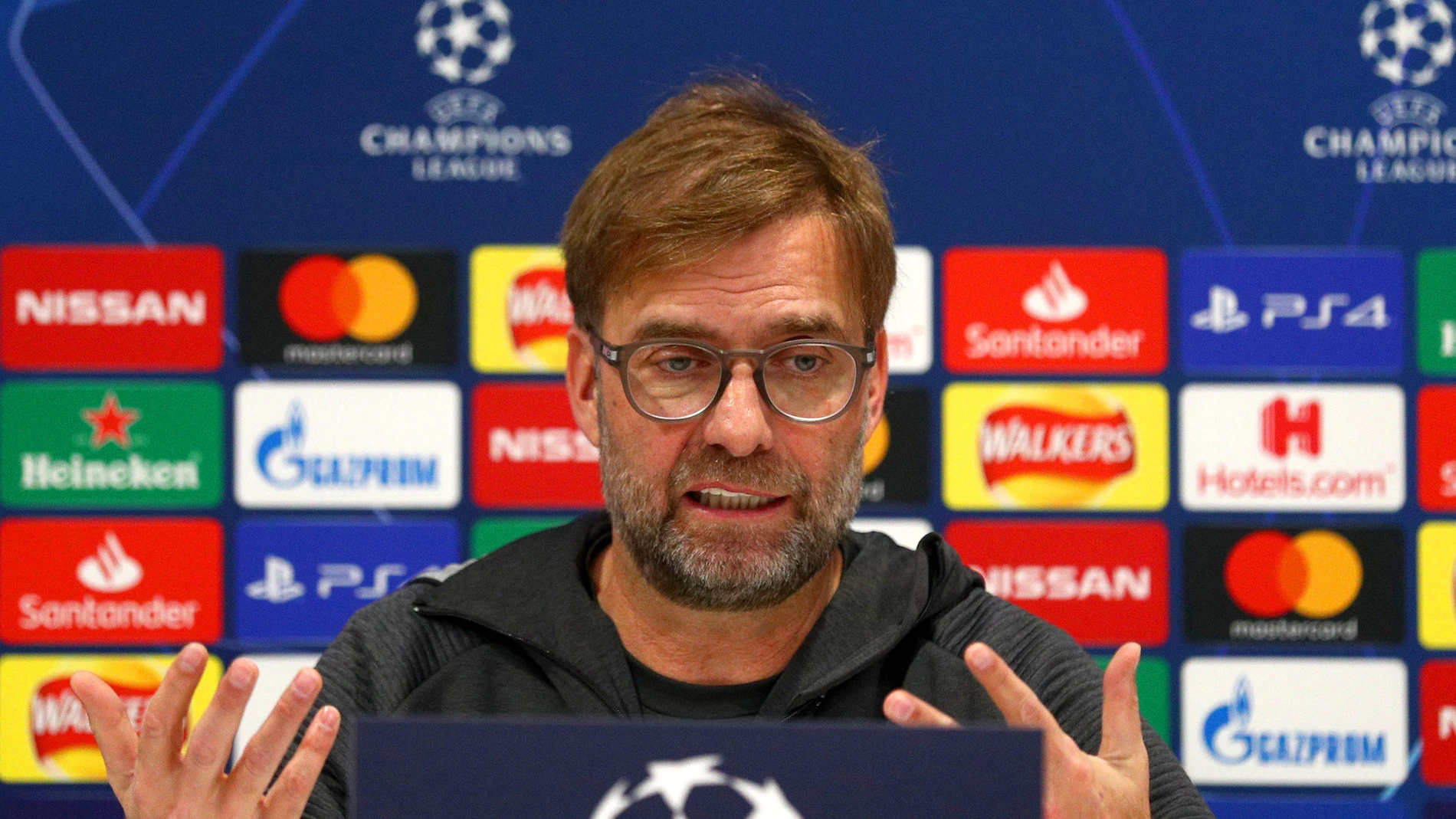 Jürgen Klopp durante la rueda de prensa previa al Liverpool - Atletico de Madrid Jürgen Klopp durante la rueda de prensa previa al Liverpool - Atletico de Madrid