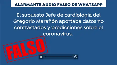El alarmante audio de whatsapp sobre el coronaviurs de un supuesto cardiólogo del Gregorio Marañón es falso El alarmante audio de whatsapp sobre el coronaviurs de un supuesto cardiólogo del Gregorio Marañón es falso
