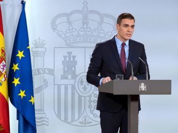 Pedro Sánchez en rueda de prensa desde Moncloa
