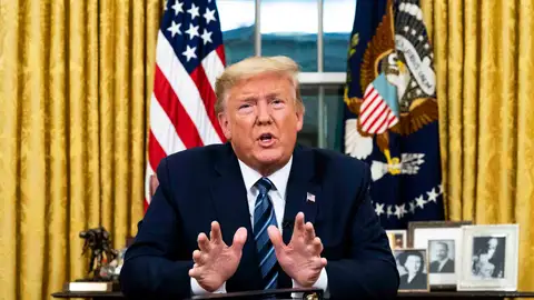 Donald Trump, presidente de los Estados Unidos, durante un discurso Donald Trump, presidente de los Estados Unidos, durante un discurso