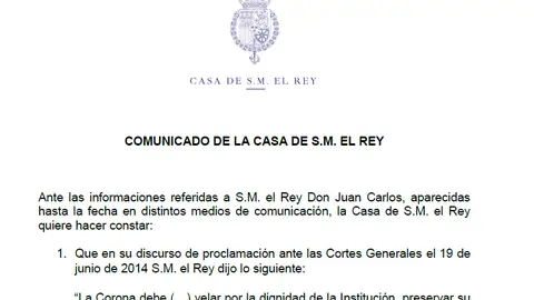 Comunicado Casa Real Comunicado Casa Real