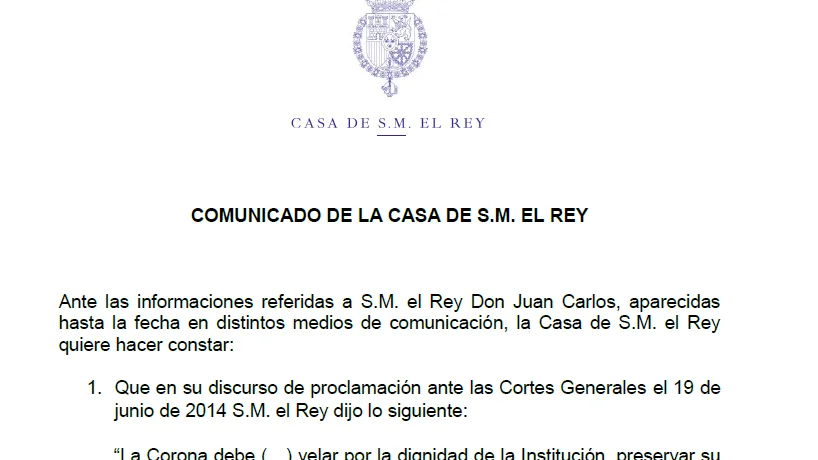 Comunicado Casa Real Comunicado Casa Real