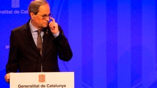 Comparaixen&ccedil;a del president Quim Torra, i els consellers de Salut i Interior
