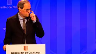 Quim Torra, durante una comparecencia Comparaixença del president Quim Torra, i els consellers de Salut i Interior