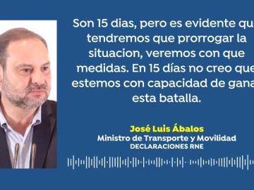 José Luis Ábalos: "El estado de alarma se extenderá más allá de 15 días por no ser suficientes para frenar el coronavirus"