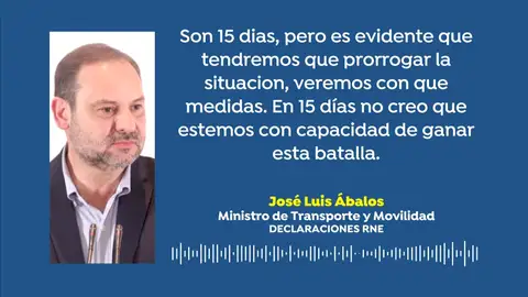 José Luis Ábalos: "El estado de alarma se extenderá más allá de 15 días por no ser suficientes para frenar el coronavirus" José Luis Ábalos: "El estado de alarma se extenderá más allá de 15 días por no ser suficientes para frenar el coronavirus"