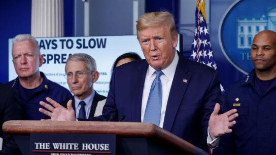 Donald Trump, desde la sala de prensa de la Casa Blanca