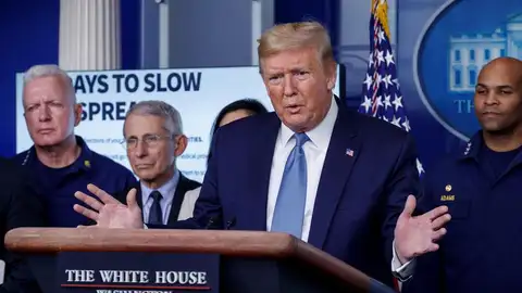 Donald Trump, desde la sala de prensa de la Casa Blanca Donald Trump, desde la sala de prensa de la Casa Blanca