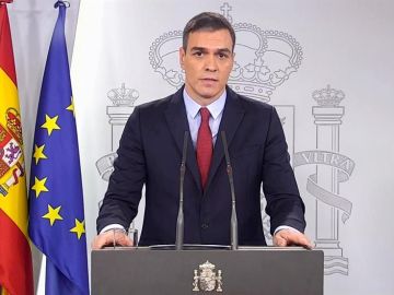 Pedro Sánchez, en una declaración institucional en el Palacio de la Moncloa