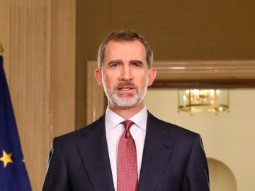 El rey Felipe VI durante su discurso por la crisis sanitaria del coronavirus