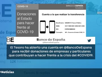 El Gobierno abre una cuenta bancaria para aceptar donaciones a la lucha contra el coronavirus