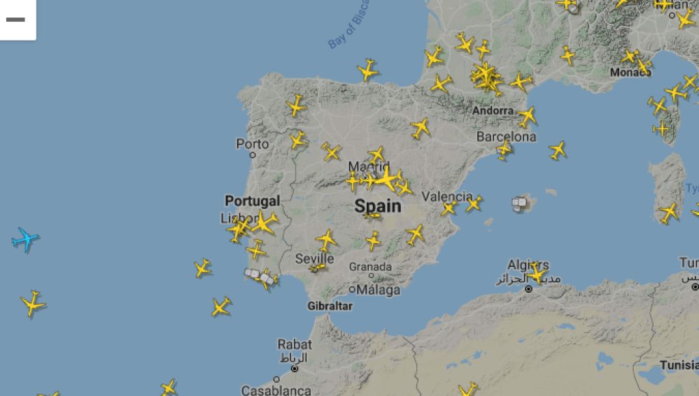 Interactivo de los vuelos a tiempo real en España y en el mundo