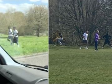 Imágenes del polémico entrenamiento de Mourinho y tres jugadores en un parque del norte de Londres