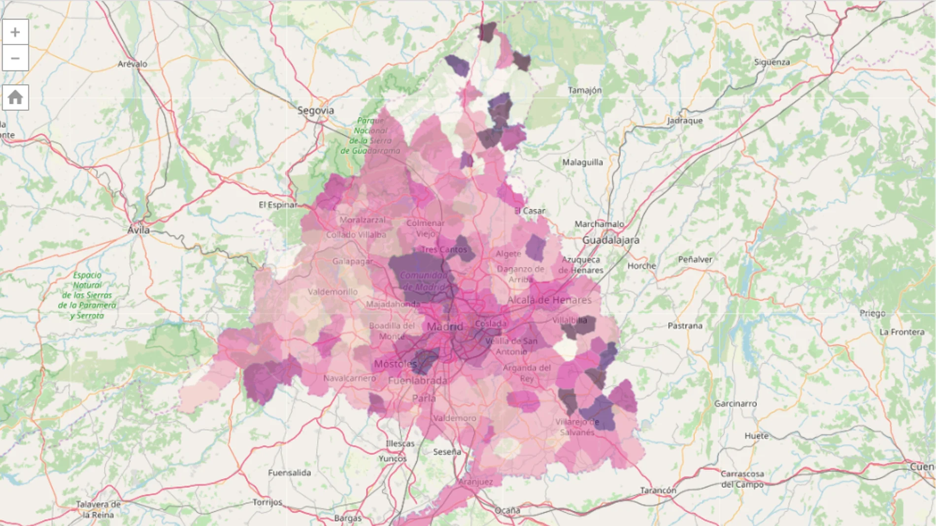 Mapa del coronavirus en Madrid Mapa del coronavirus en Madrid