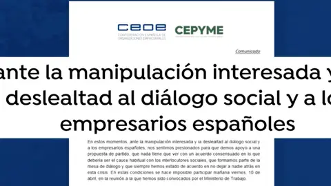 La CEOE desmiente el acuerdo con el Gobierno La CEOE desmiente el acuerdo con el Gobierno