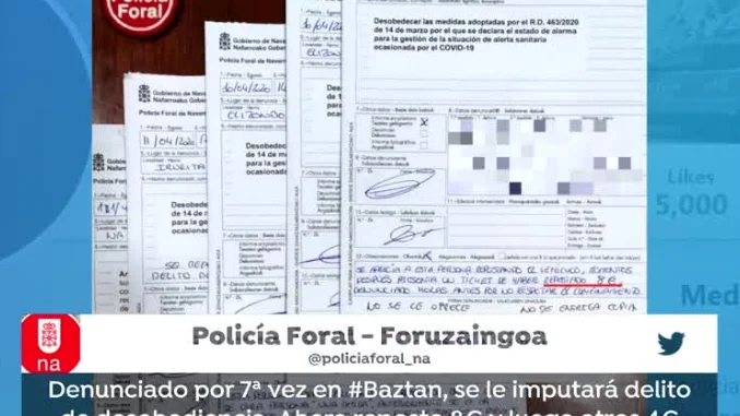 Infracci&oacute;n por saltarse el confinamiento