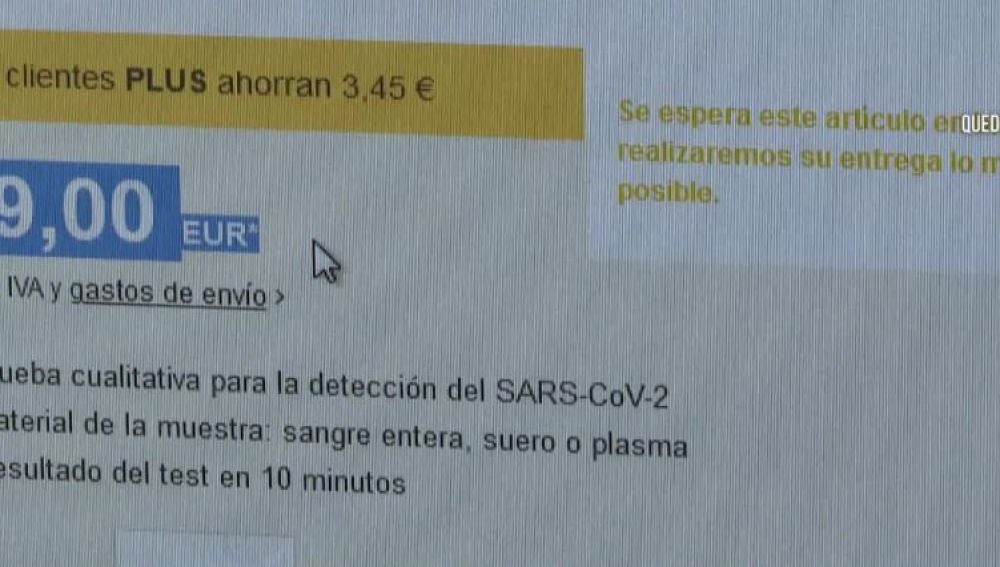 Compra online de test de coronavirus