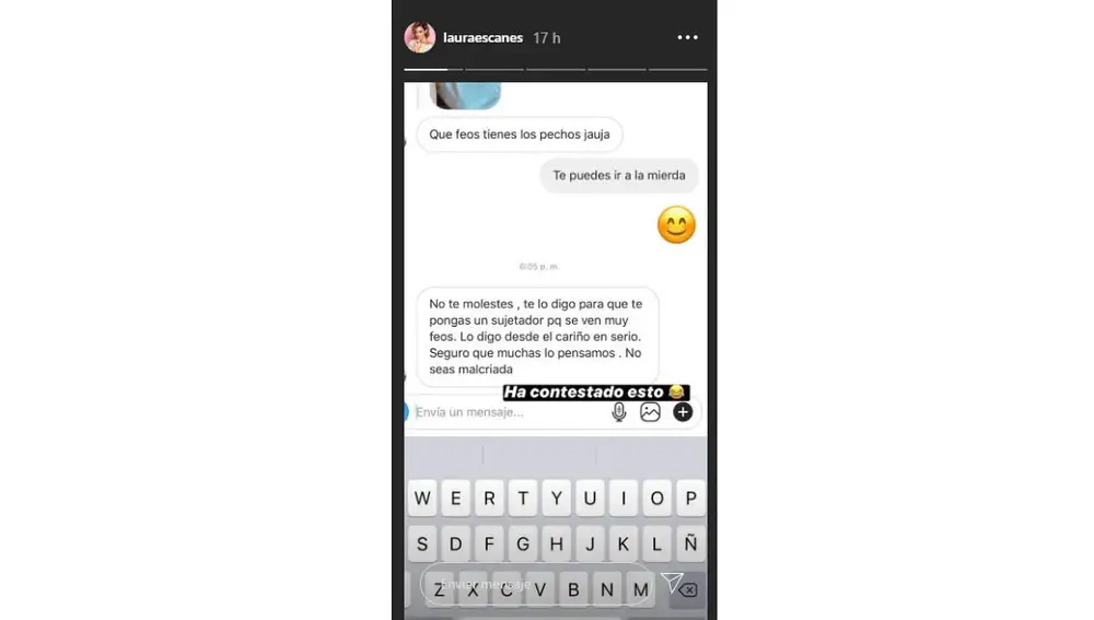 La conversación de Laura Escanes con la usuario que se metió con su pecho La conversación de Laura Escanes con la usuario que se metió con su pecho