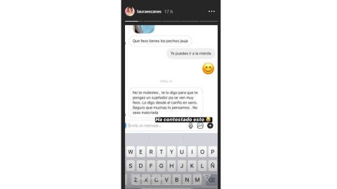 La conversación de Laura Escanes con la usuario que se metió con su pecho 