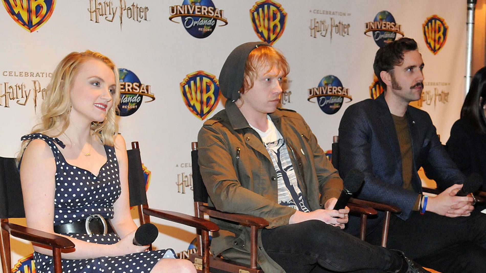 Evanna Lynch junto a Rupert Grint y Matthew Lewis
