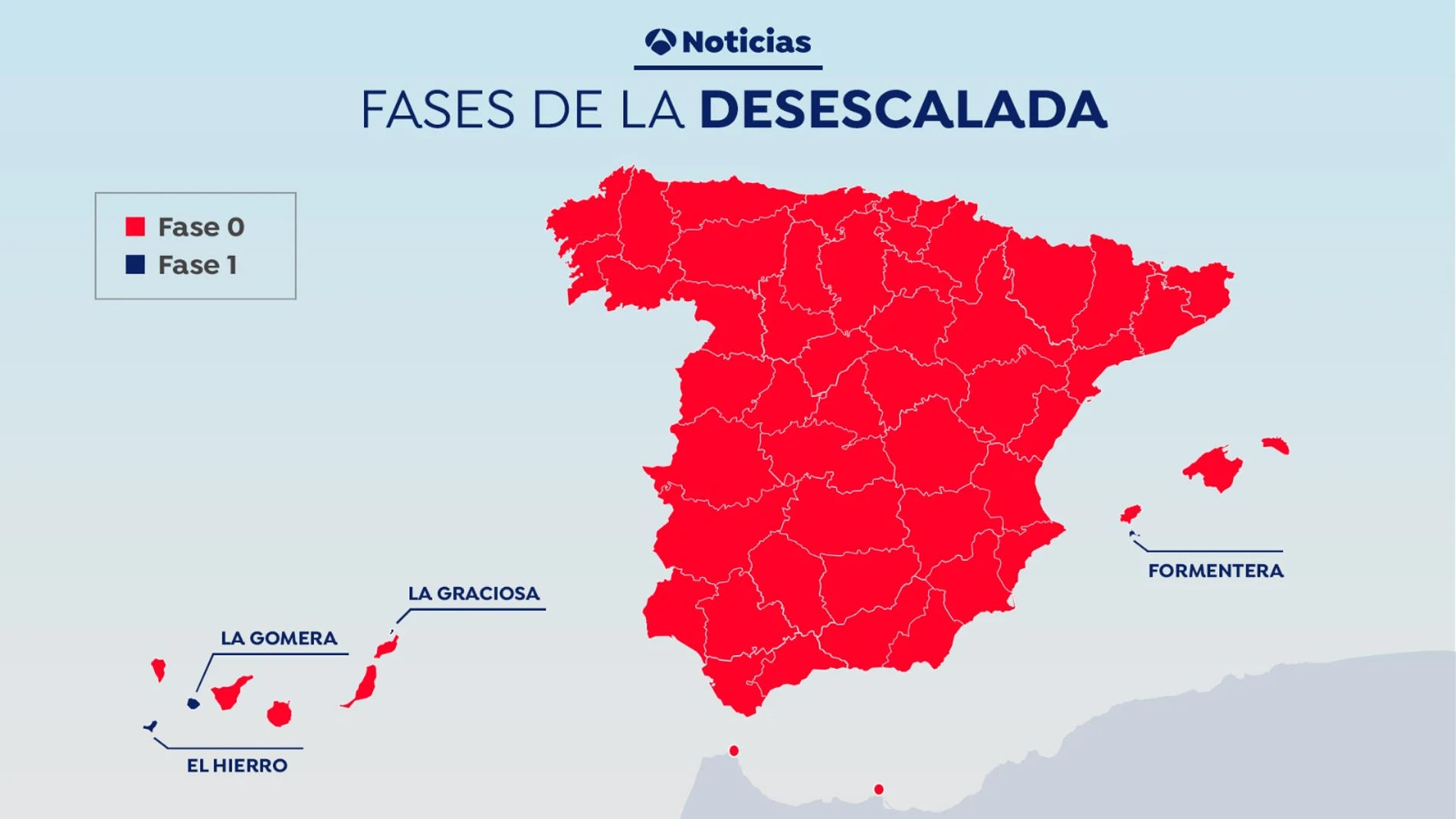 Mapa fases de la desescalada por coronavirus Mapa fases de la desescalada por coronavirus
