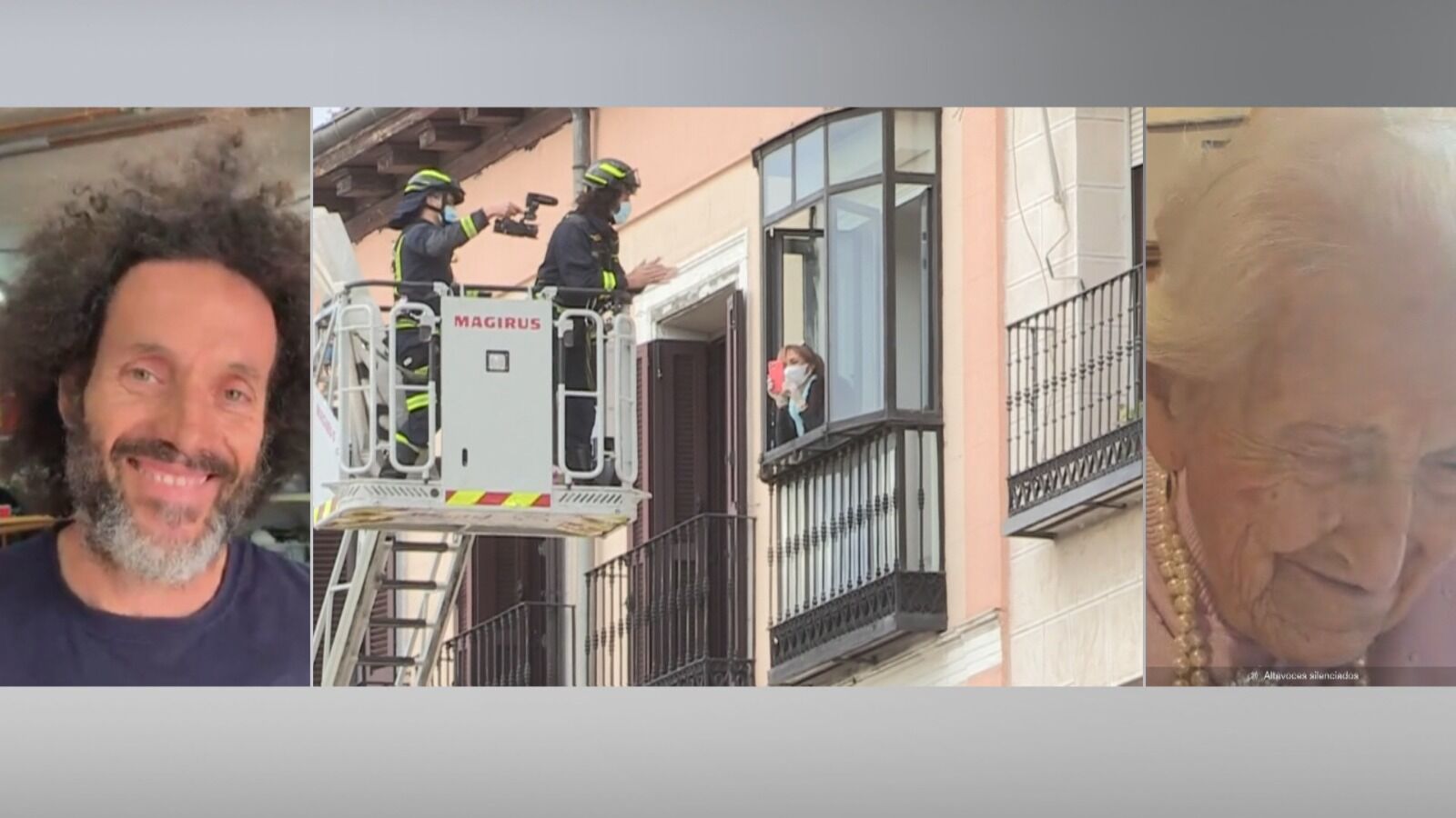 La emotiva reacción de una anciana de 110 años tras ser felicitada por los bomberos en confinamiento