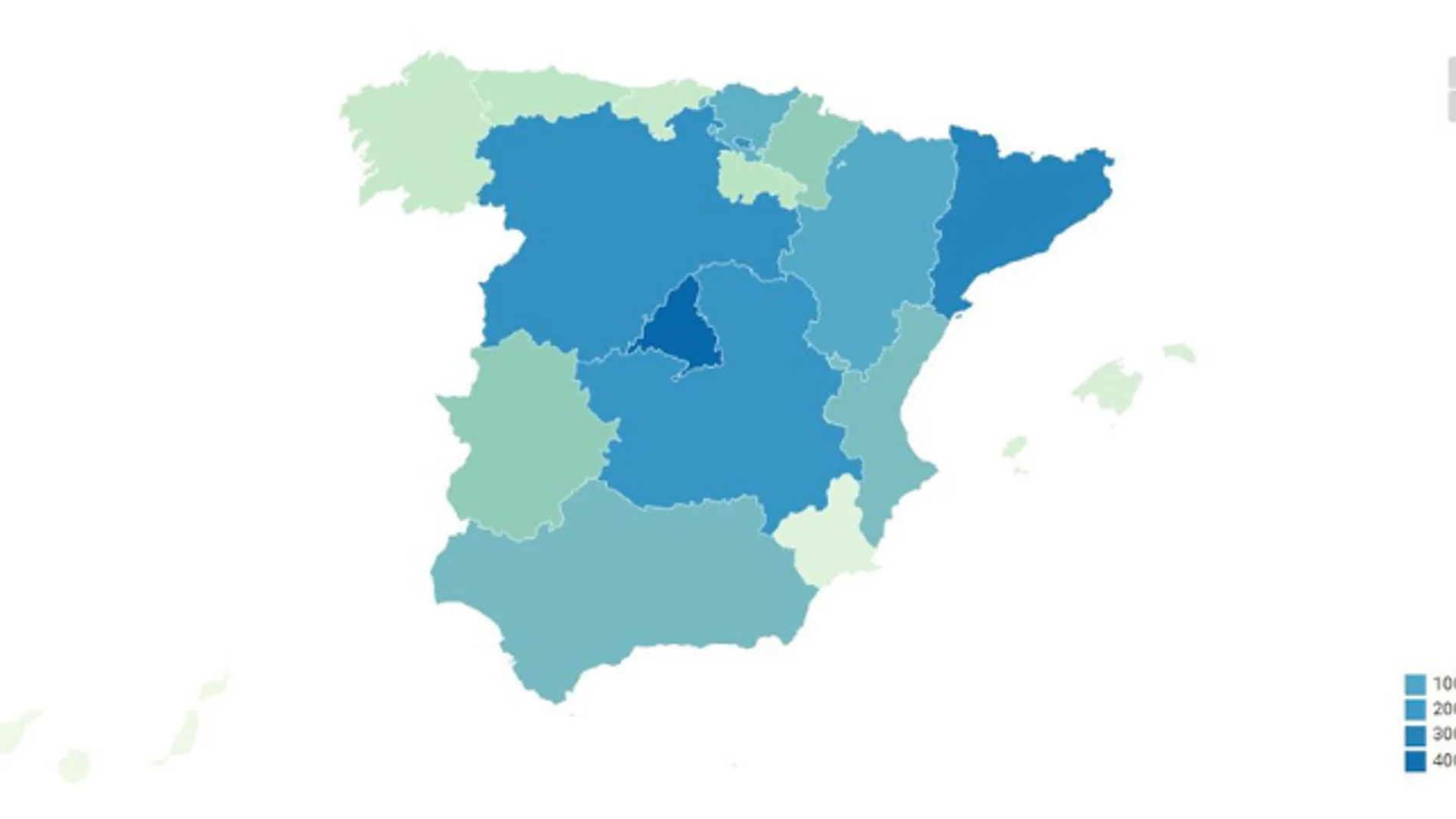 Mapa de la cifra de ancianos fallecidos en residencias Mapa de la cifra de ancianos fallecidos en residencias