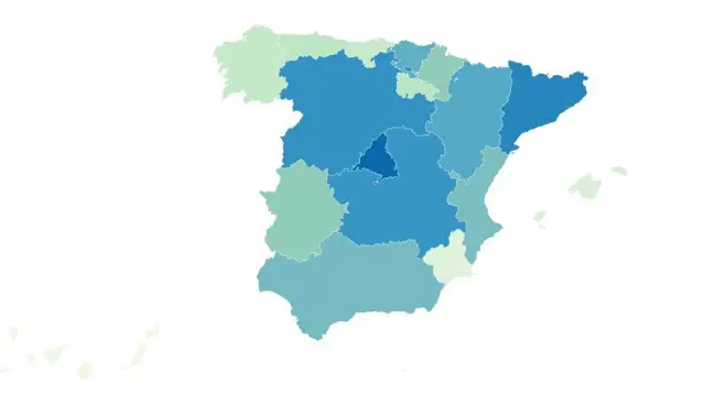 Mapa de la cifra de ancianos fallecidos en residencias Mapa de la cifra de ancianos fallecidos en residencias
