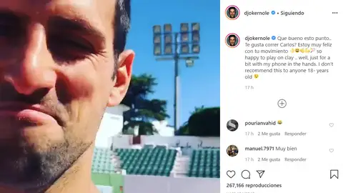 Djokovic se graba entrenando Djokovic se graba entrenando