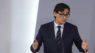 El ministro de Sanidad, Salvador Illa, durante la rueda de prensa posterior al Consejo de Ministros. El ministro de Sanidad, Salvador Illa, durante la rueda de prensa posterior al Consejo de Ministros.