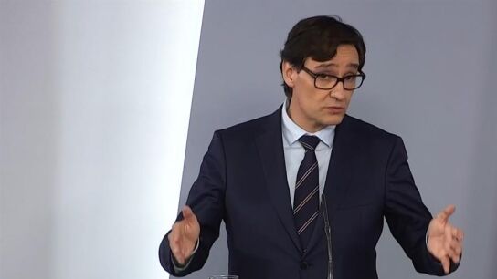 El ministro de Sanidad, Salvador Illa, durante la rueda de prensa posterior al Consejo de Ministros.