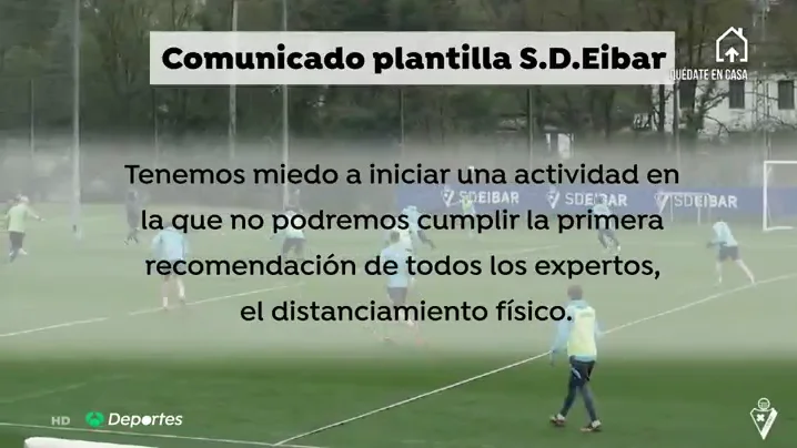 La plantilla del Eibar, sobre la vuelta al fútbol tras el coronavirus: "Tenemos miedo" La plantilla del Eibar, sobre la vuelta al fútbol tras el coronavirus: "Tenemos miedo"