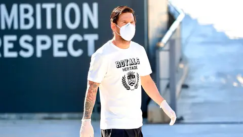 Messi, con mascarilla Messi, con mascarilla