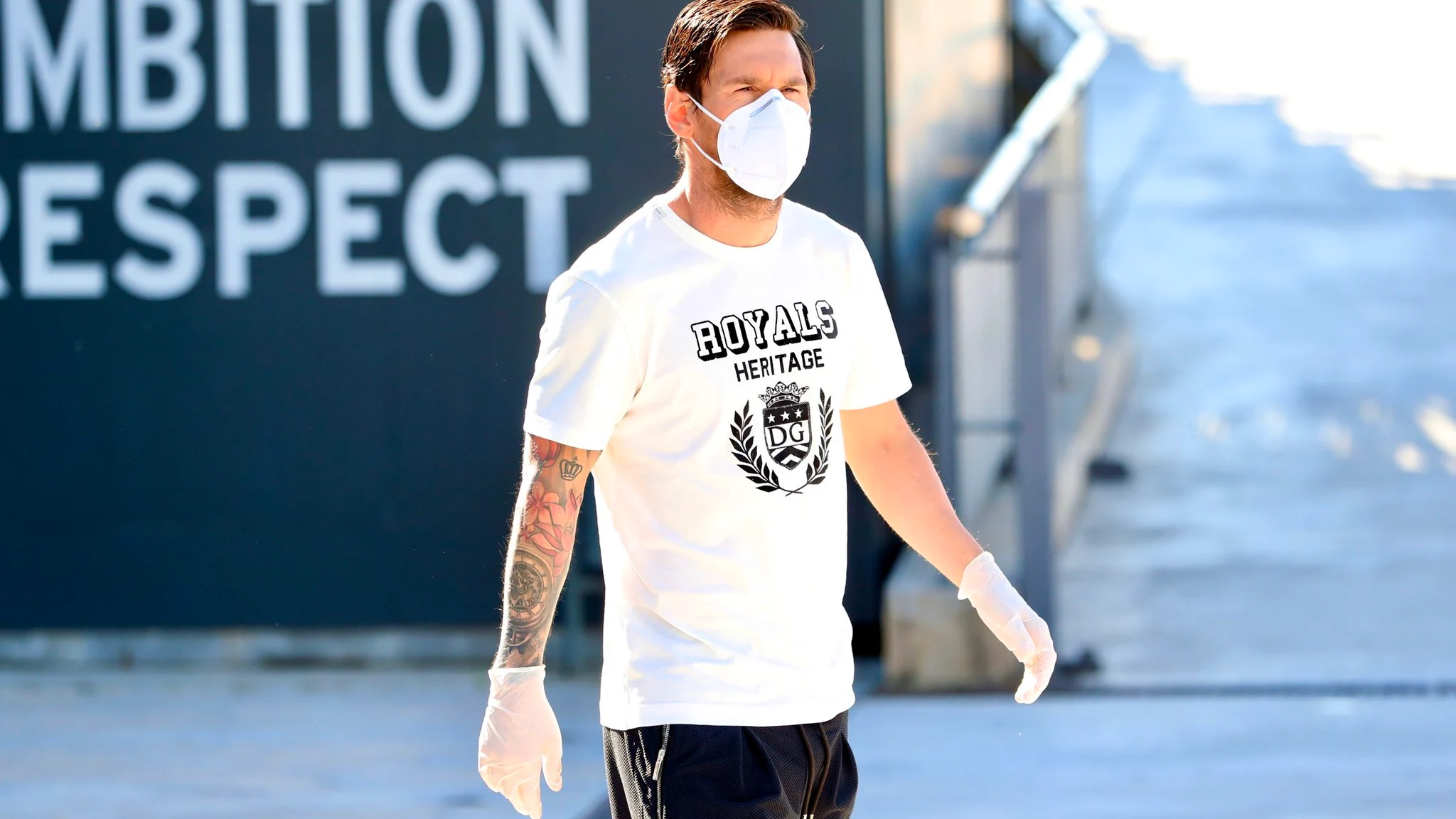 Messi, con mascarilla Messi, con mascarilla
