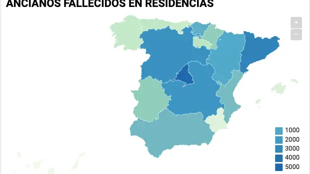 Mapa de muertes en residencias Mapa de muertes en residencias